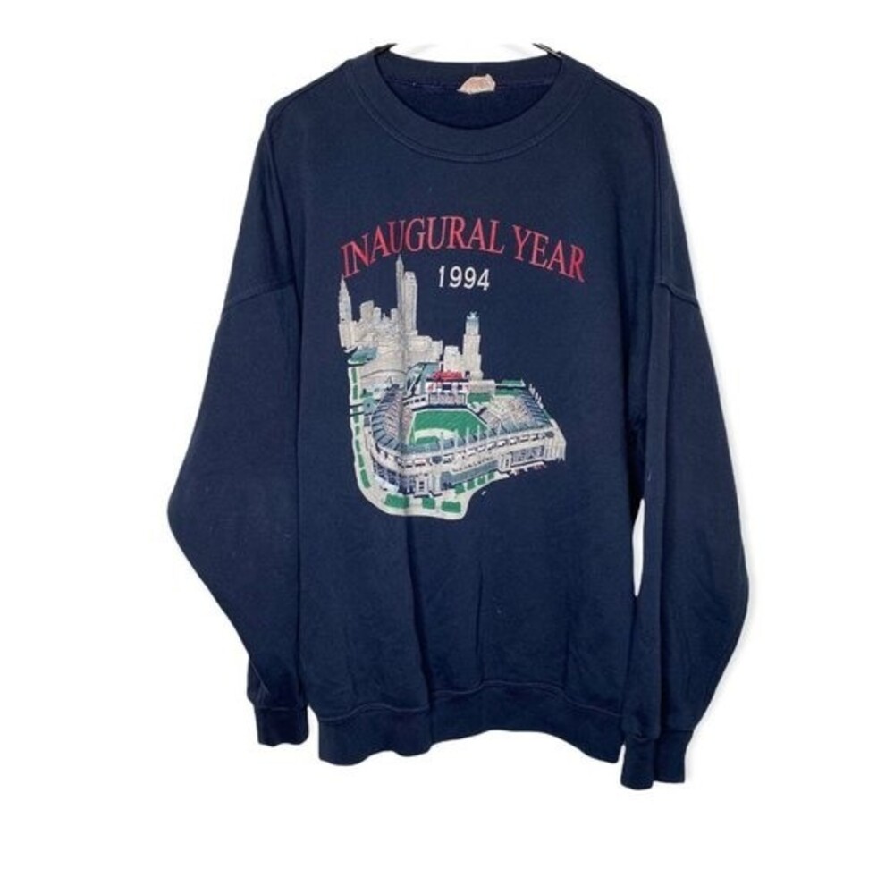 Vintage Cleveland Indians 1994 inaugural year navy blue Sweatshirt Jacobs Field